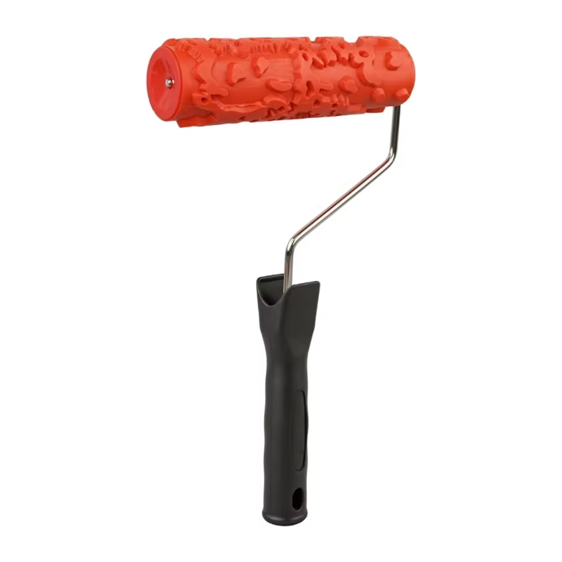 Rouleau à peinture texturé 7 pouces, outil à en caoutchouc gaufré avec cadre en métal poignée pour f