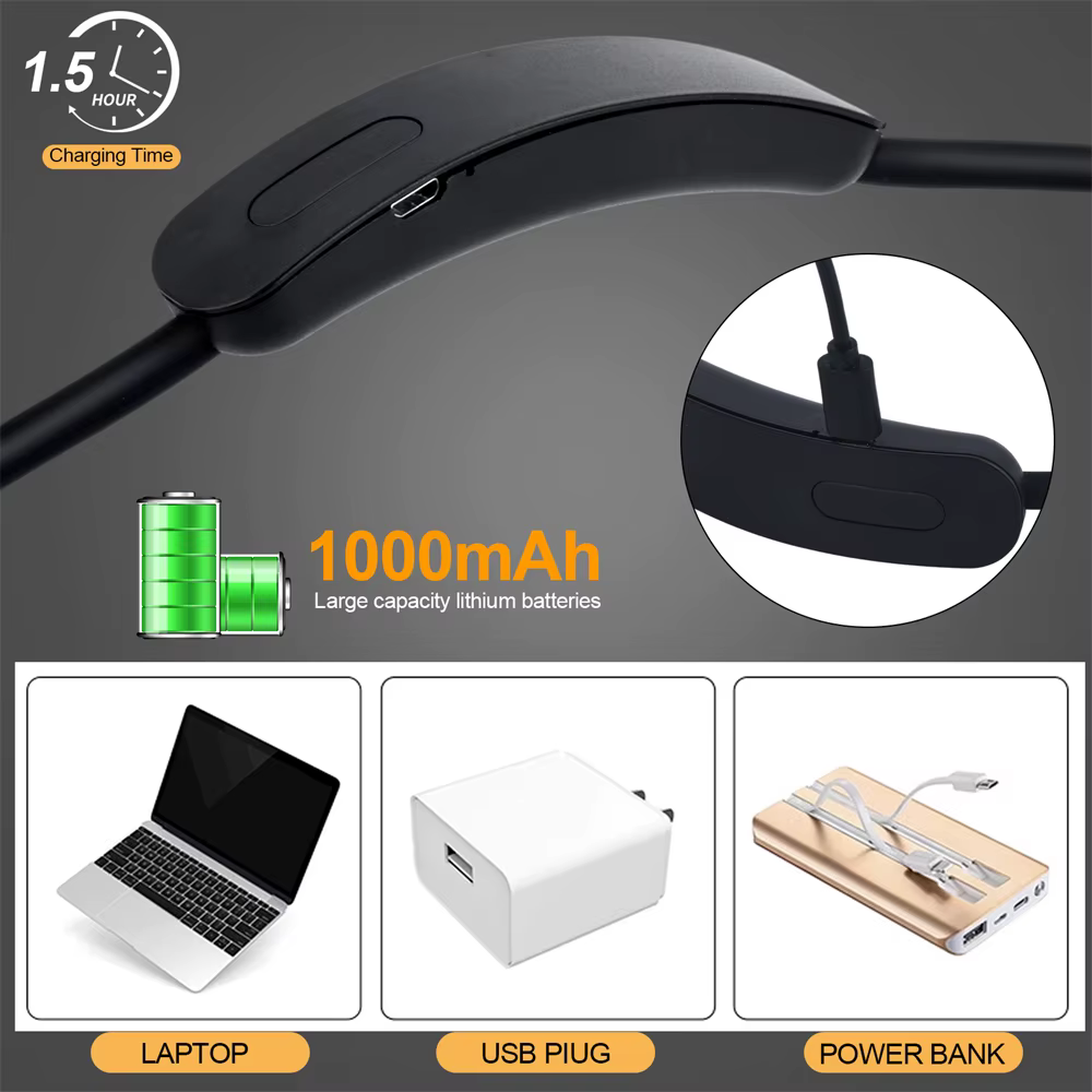 Lampe de lecture LED rechargeable par USB 360 °   Lampe de lecture à bras Flexible, lampe de cou pou