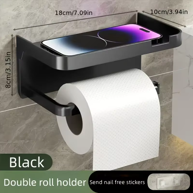 Porte-papier toilette mural avec étagère, porte-rouleau de papier toilette pour téléphone, mouchoirs