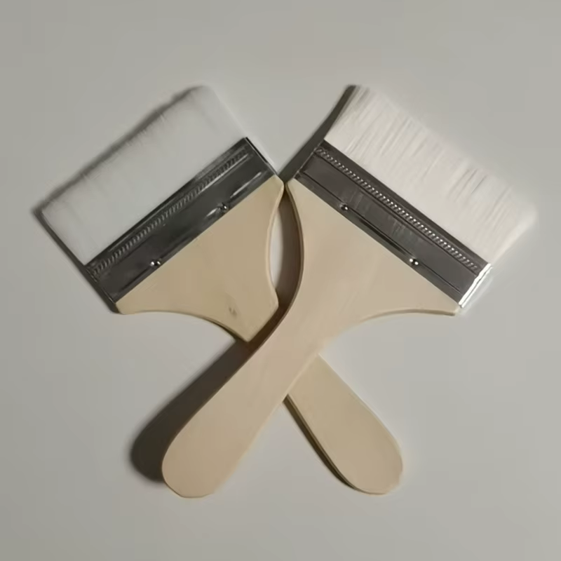 2 pinceaux en laine de chèvre - grands et plats pour une application facile du latex et des peinture