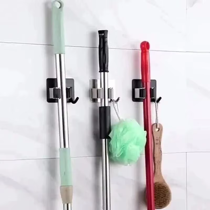 Crochets adhésifs multi-usages, support mural pour vadrouille, crochet pour balai, cuisine, salle de