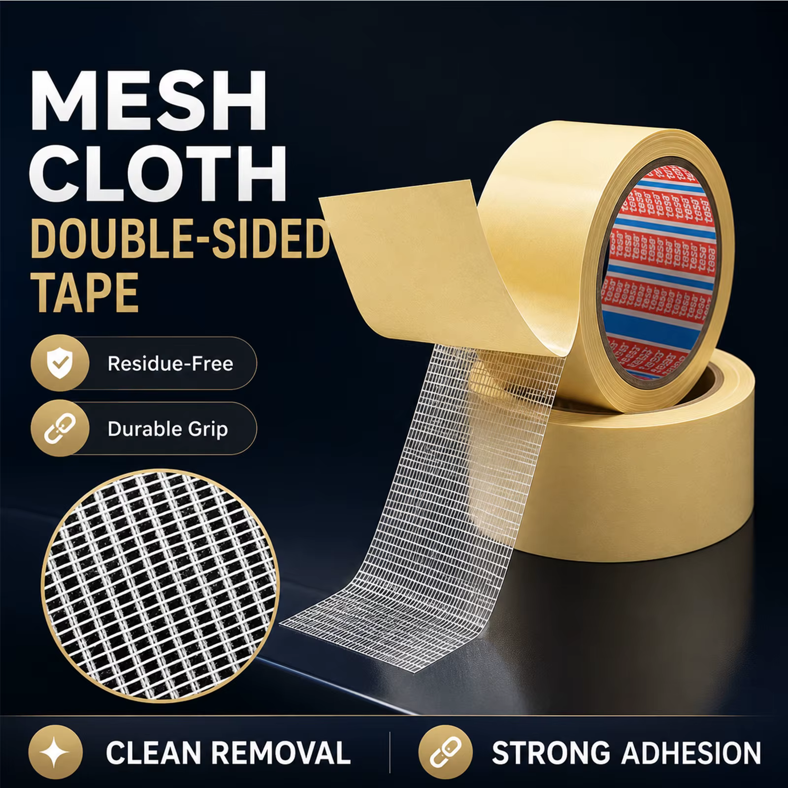 Ruban adhésif double face en tissu tesa haute résistance, multifonctionnel, haute adhérence, ruban a