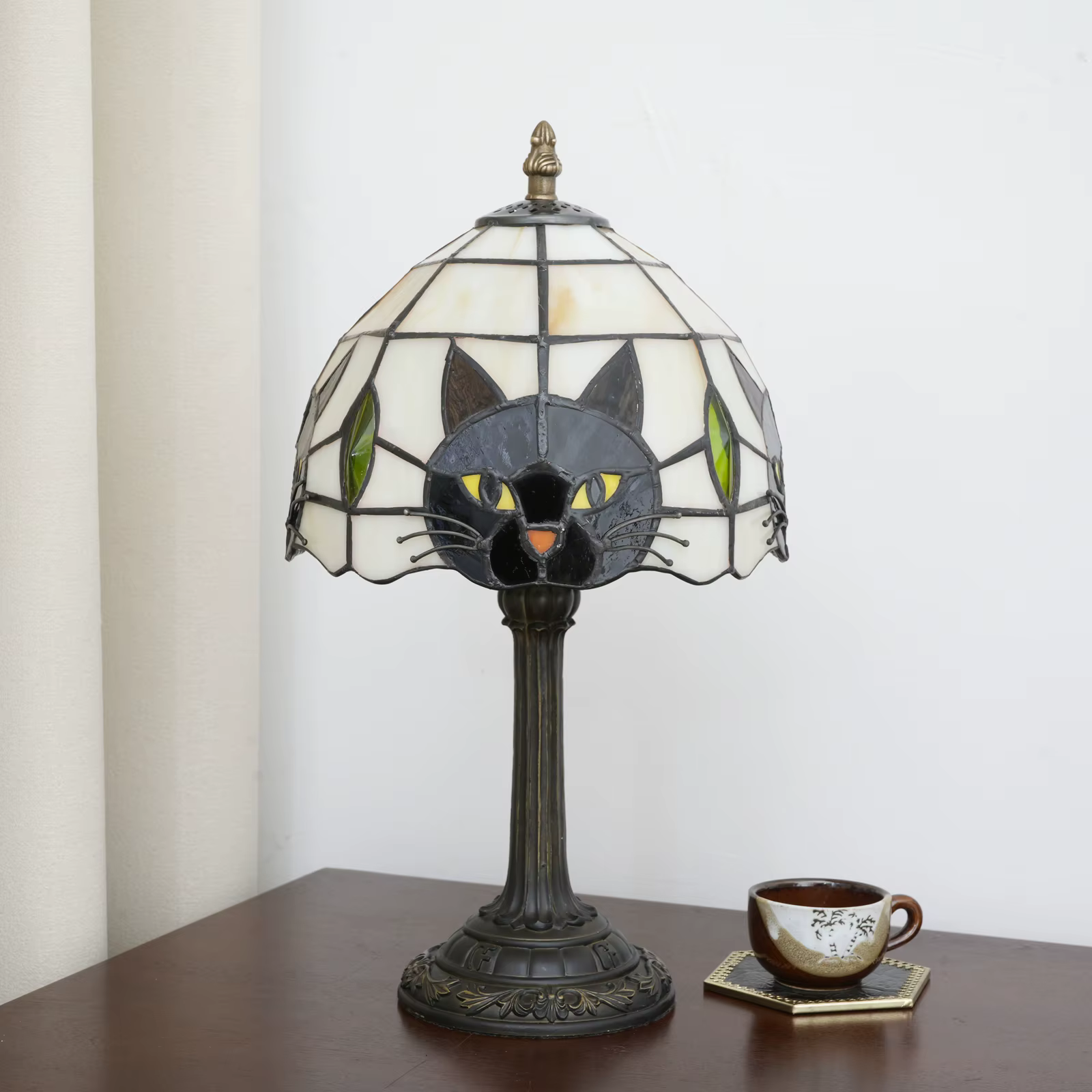 Lampe de table chat noir pour décoration de table de chevet de chambre à coucher, lampe de chevet d'