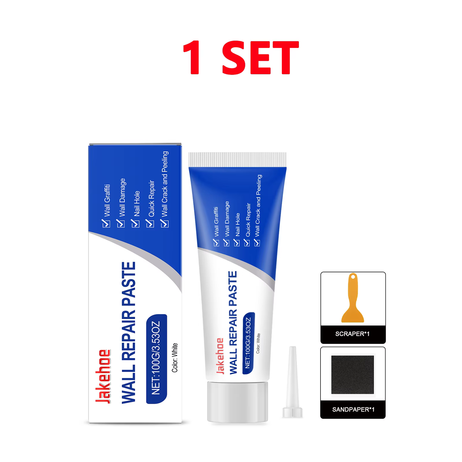 Kit de réparation de cloisons sèches avec racloir, pâte de remplissage pour trous et fissures dans l