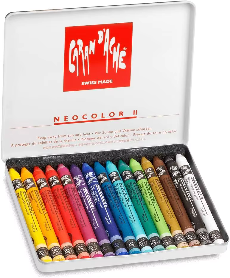 Pastels solubles dans l'eau Caran d'Ache Classic Neocolor II, 15 couleurs