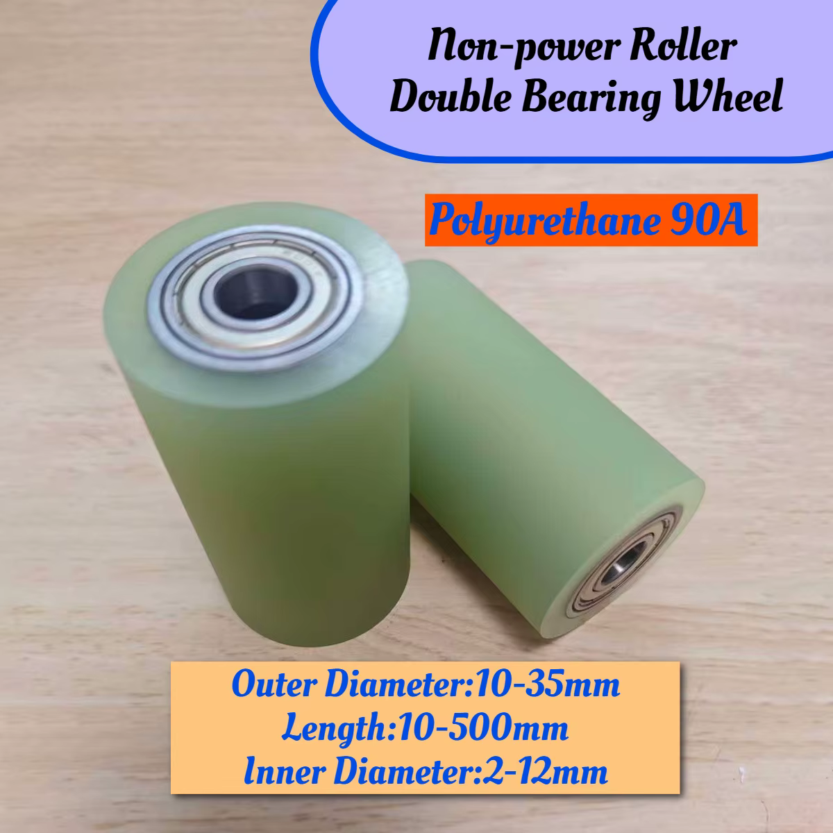 Rouleau revêtu de polyuréthane 90A OD 10-35 rouleau Non puissant roue en caoutchouc à Double rouleme