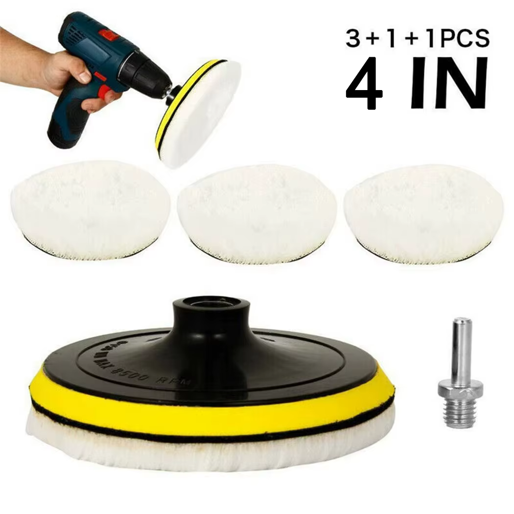 Disques de ponçage floqués de 4 pouces avec tampons de polissage à boucle à crochet, roue de polissa