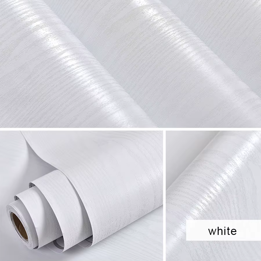 Autocollant de rénovation de meubles blanc pur, papier peint auto-adhésif imperméable pour porte de 