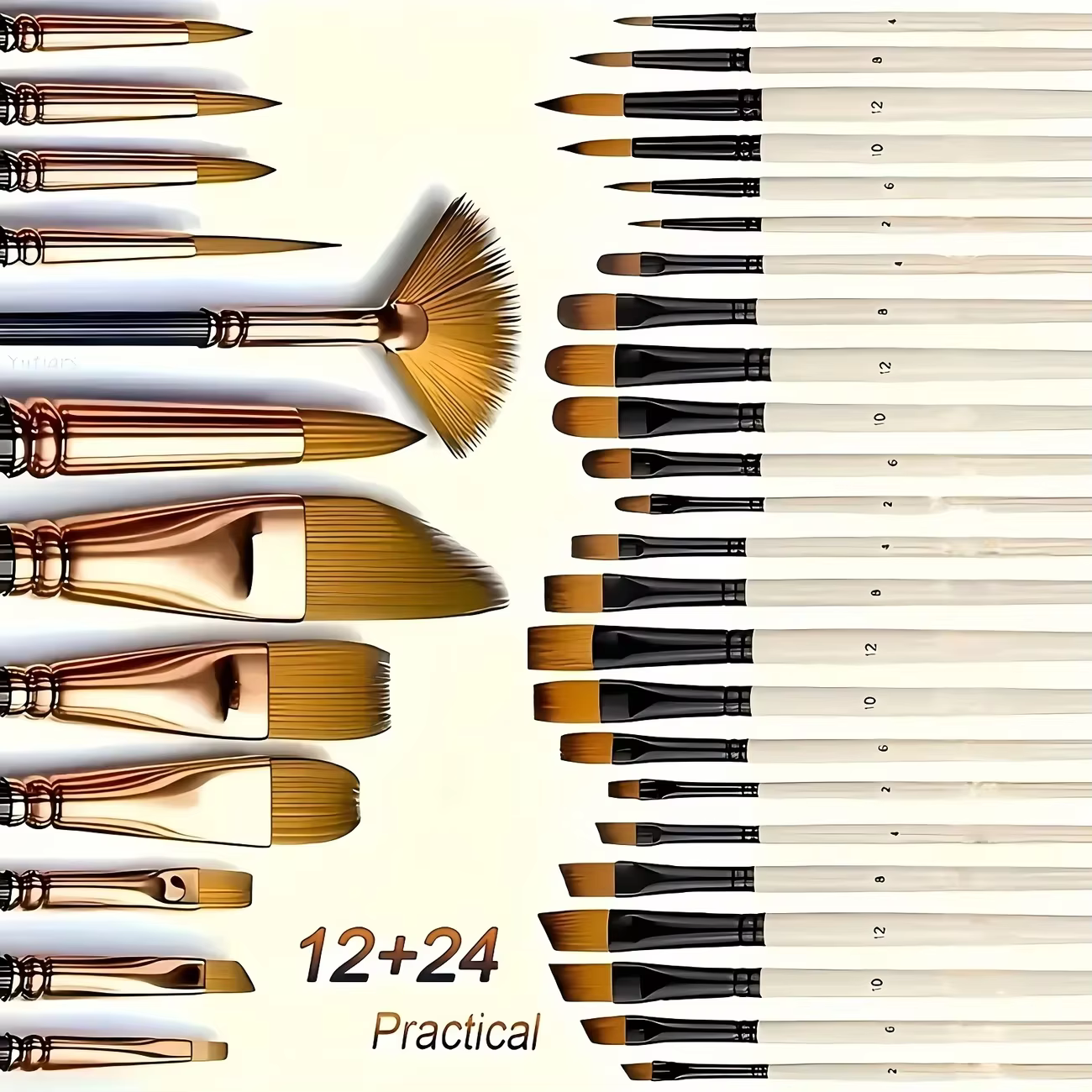Ensemble de pinceaux professionnels pour peinture de précision (36 pièces) - Pour huile, acrylique, 