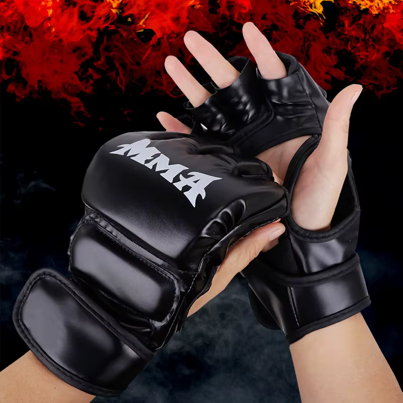 Gants d'entraînement de haute qualité MMA et Arts martiaux avec doigts épaissis, protection ajoutée,