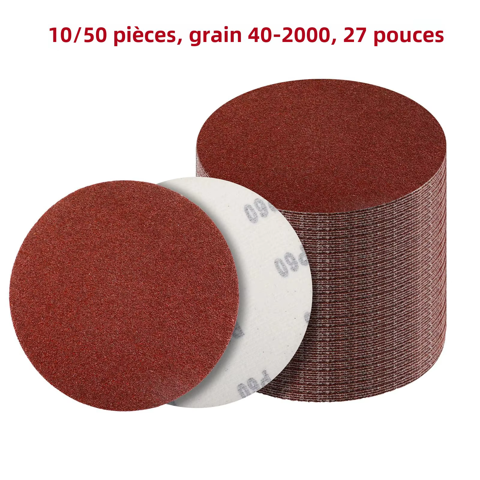 10/20/50 pièces disques abrasifs 2/3/4/5/6/7 pouces crochet et boucle 40-2000 grains papier de verre