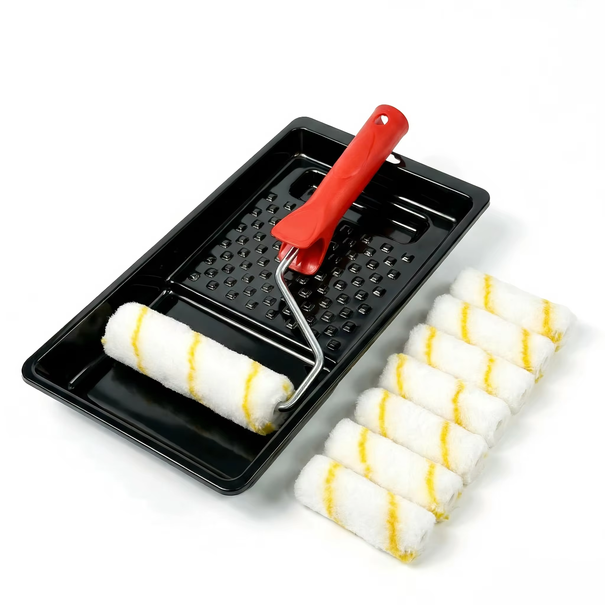 Kit de rouleaux à peinture 10 pièces, cadre de rouleau à peinture en microfibre de 4 pouces avec min