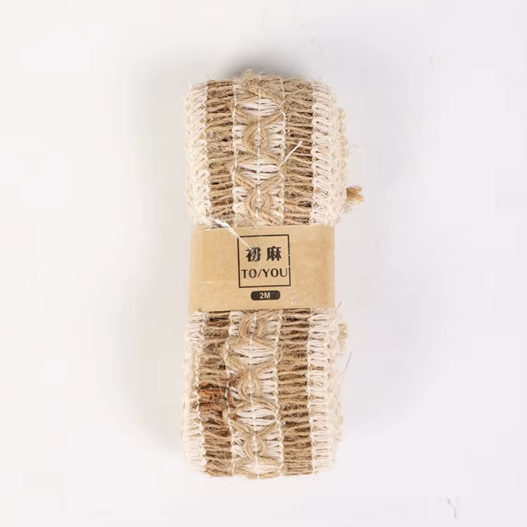 Ruban en Toile de Jute Naturelle Tissée, 2 Mètres/Rouleau, pour Emballage de Cadeau de Mariage, Bric