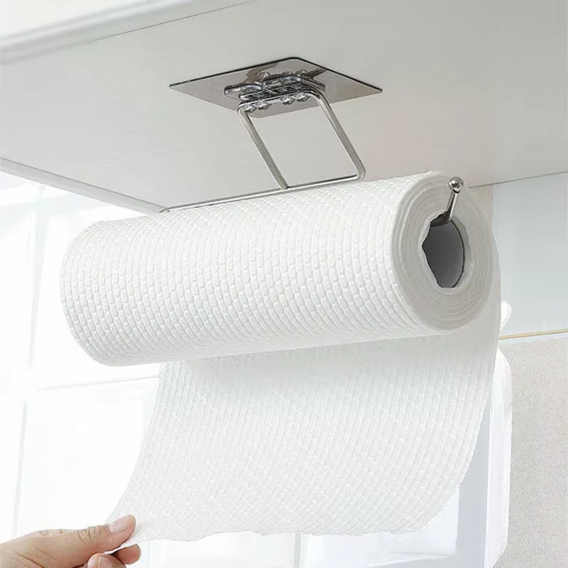 Sous l'armoire porte-rouleau de serviettes porte-papier auto-adhésif cintre support organisateur pou