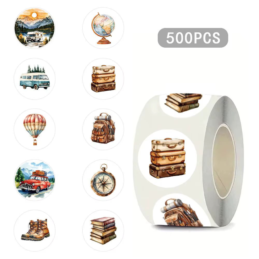 500 autocollants adhésifs vintage en rouleau de 1 pouce pour la décoration et l'étanchéité de lettre