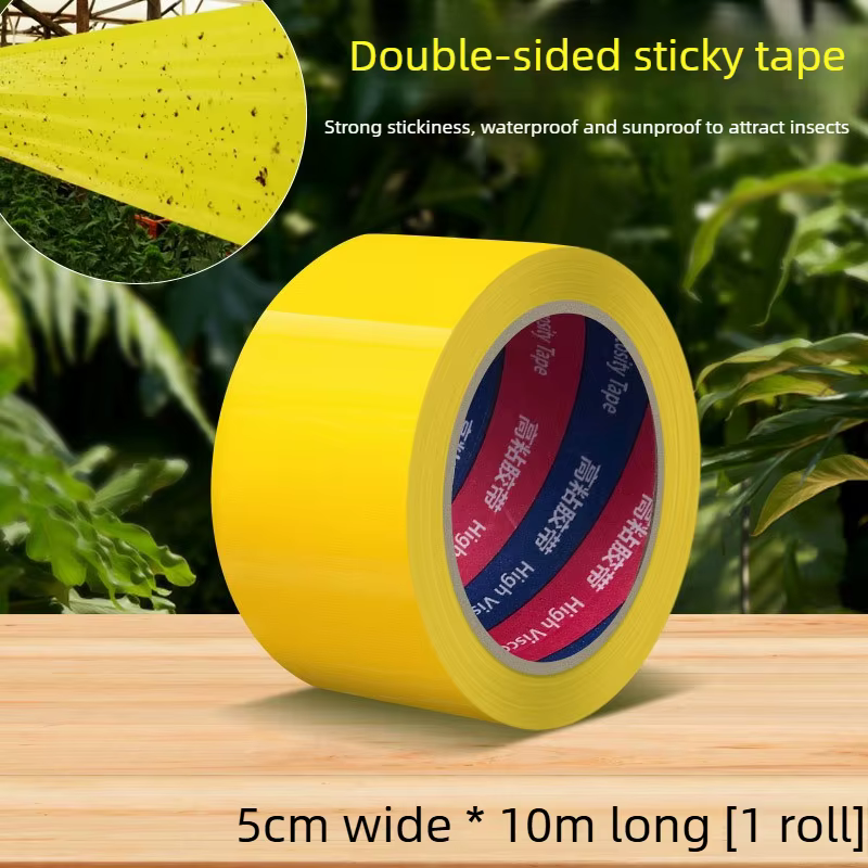 1 rouleau de ruban adhésif double face jaune de 5 m, barrière anti-insectes, piège à insectes, non t