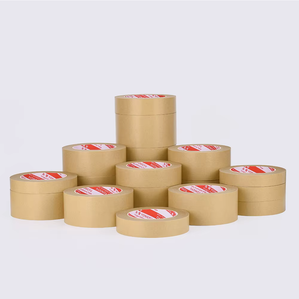 Ruban en papier kraft ruban en papier brun auto-adhésif, ruban d'emballage marron biodégradable, rub
