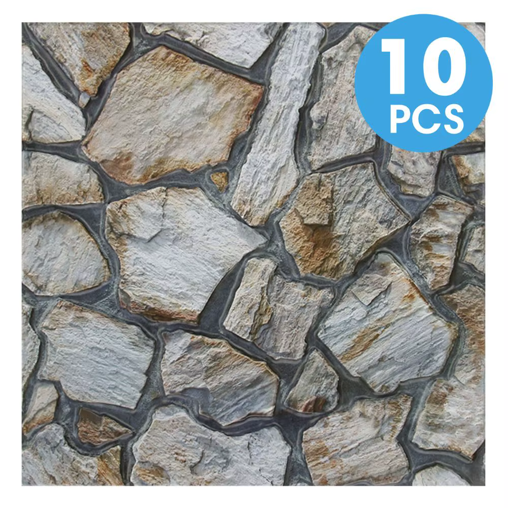 10/20 pièces, panneaux muraux en fausse pierre 3D PVC, décoration murale décorative, panneaux auto-a