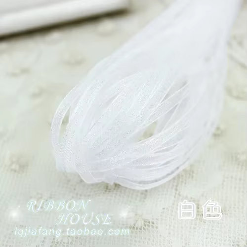 Vente (10 mètres) ruban en mousseline de soie Organza de 6mm de largeur, décor de fête de mariage, e