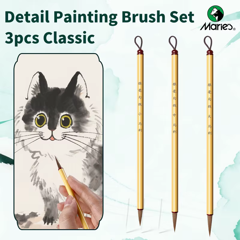 Ensemble de 3 pinceaux à aquarelle Marie's, pinceaux à lignes fines pour la calligraphie, la peintur