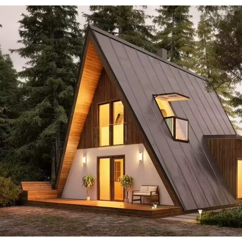 Maison conteneur modulaire préfabriquée de luxe en forme de triangle, petite cabane, maisonnette, ma