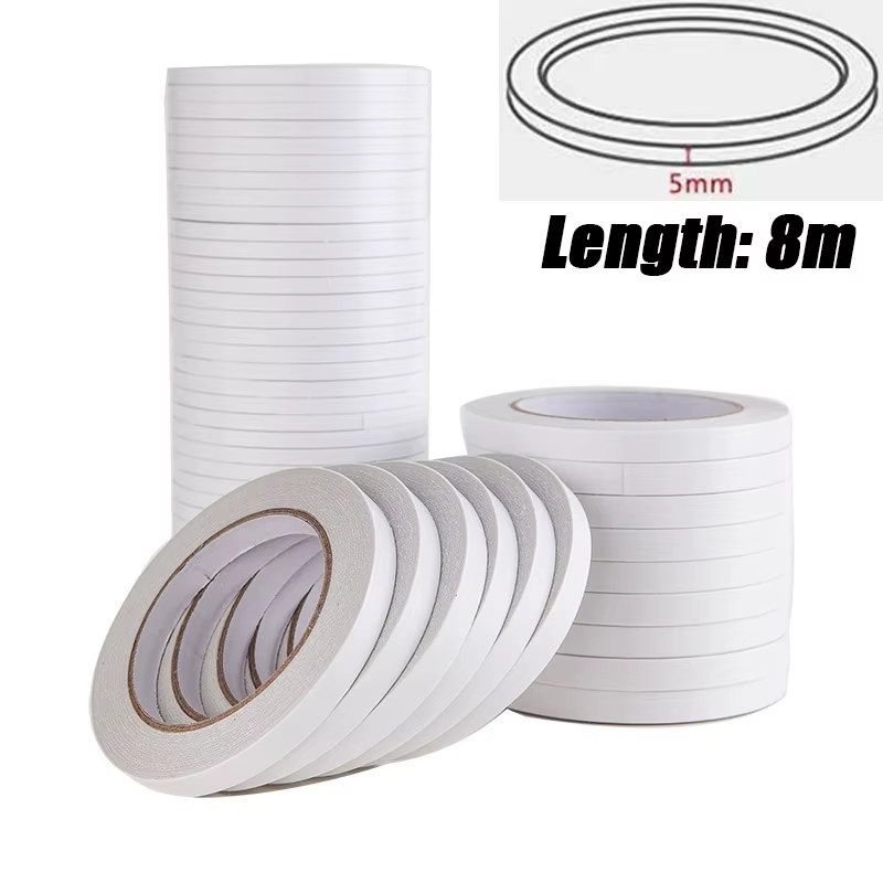 10 rouleaux de ruban adhésif fort autocollant Double face 8M Ultra-mince blanc pour l'artisanat de b