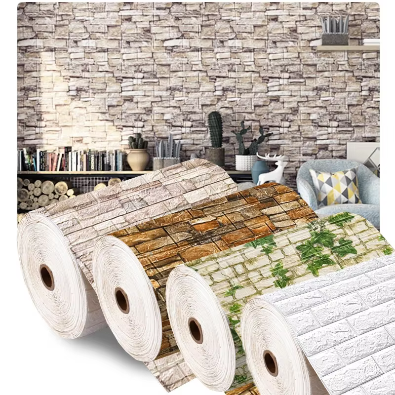 Autocollants de panneaux muraux en brique auto-adhésifs imperméables, papier peint de salon, décor à