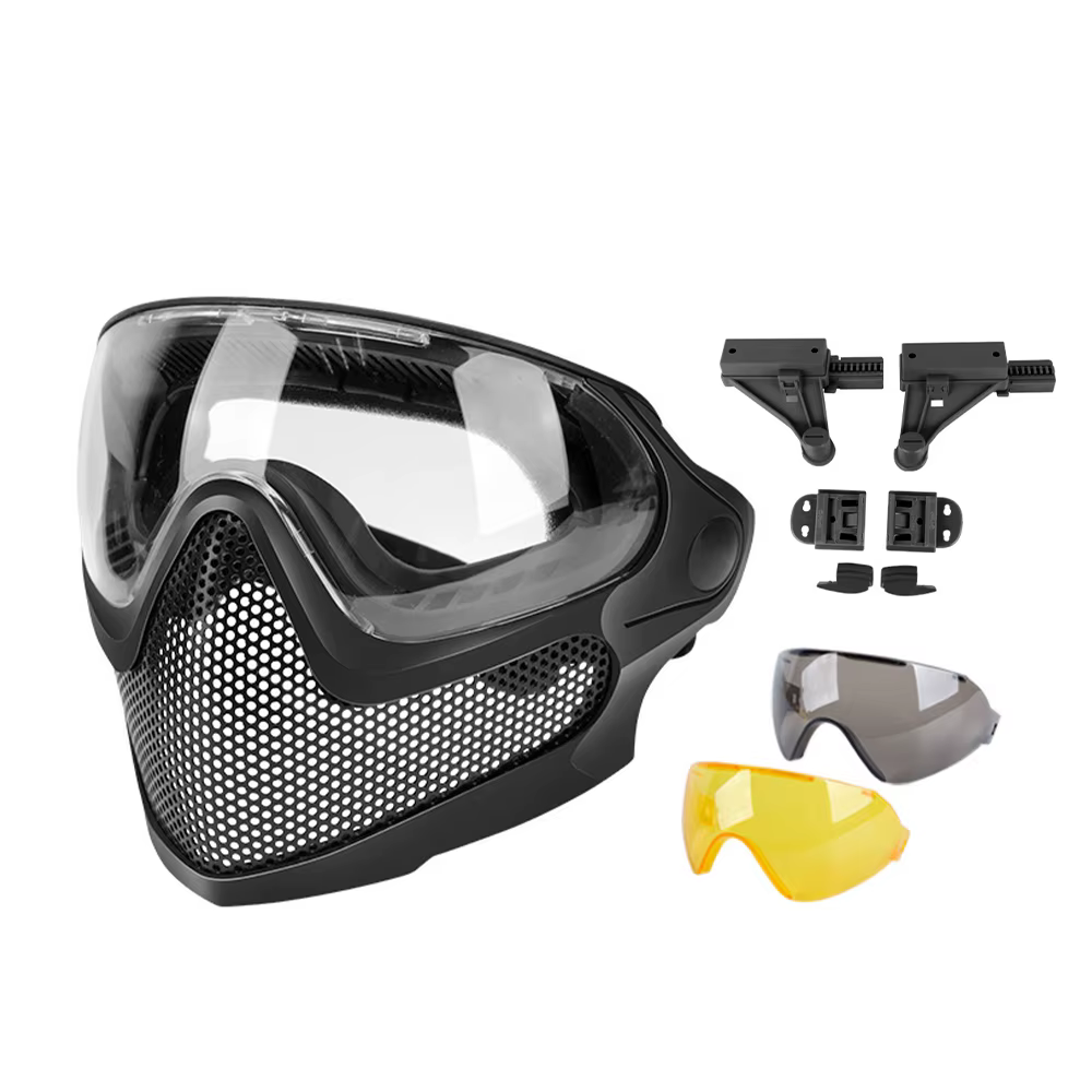 Masque facial complet Airsoft, masque de casque, ensemble de lunettes de Protection Anti-buée, maill