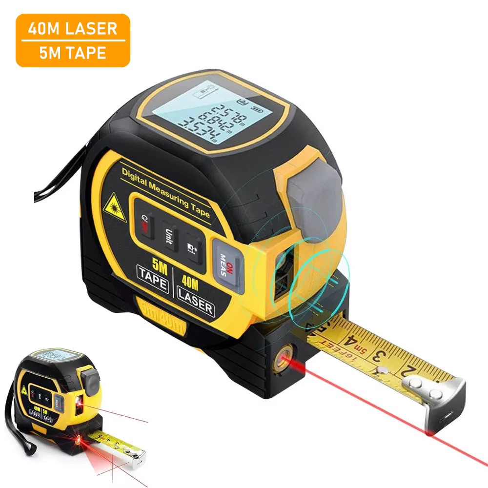 Mesure à ruban Laser, dispositif de mesure de construction, télémètre Laser 3 en 1, ruban à mesurer 