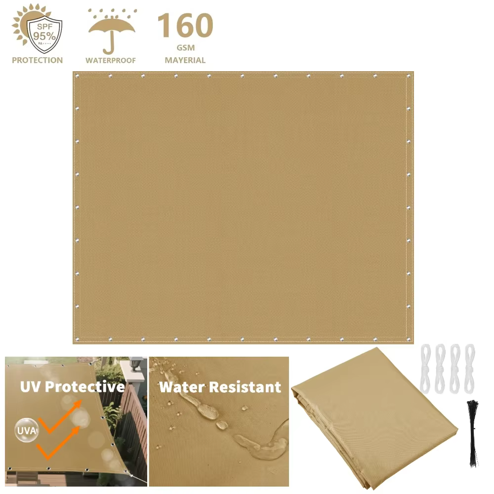 Grande bâche imperméable avec œillets pour ombrage de jardin, protection solaire, couverture de perg