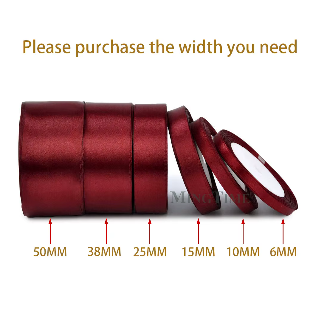 Ruban en Satin bordeaux 25yards 6mm 10mm 15mm 25mm 38mm 50mm, ceinture cadeau, nœud artisanal fait à
