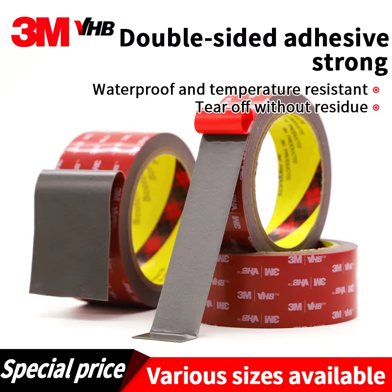 Ruban adhésif double face 3M VHB pour usage automobile, ruban mousse solide, non marquant, hautement