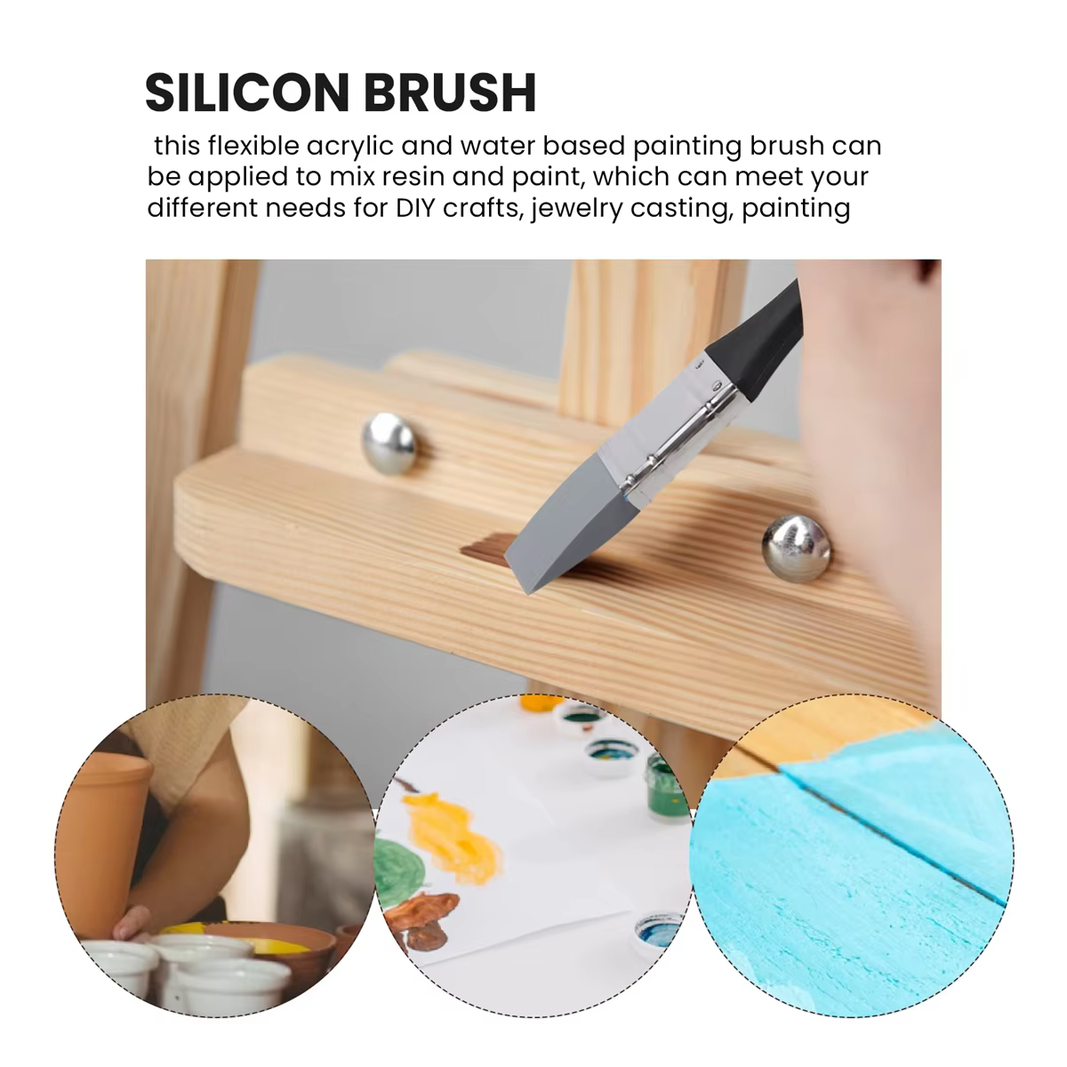Pinceau façonnant couleur en Silicone de qualité, large et plat, outil de peinture Flexible en acryl