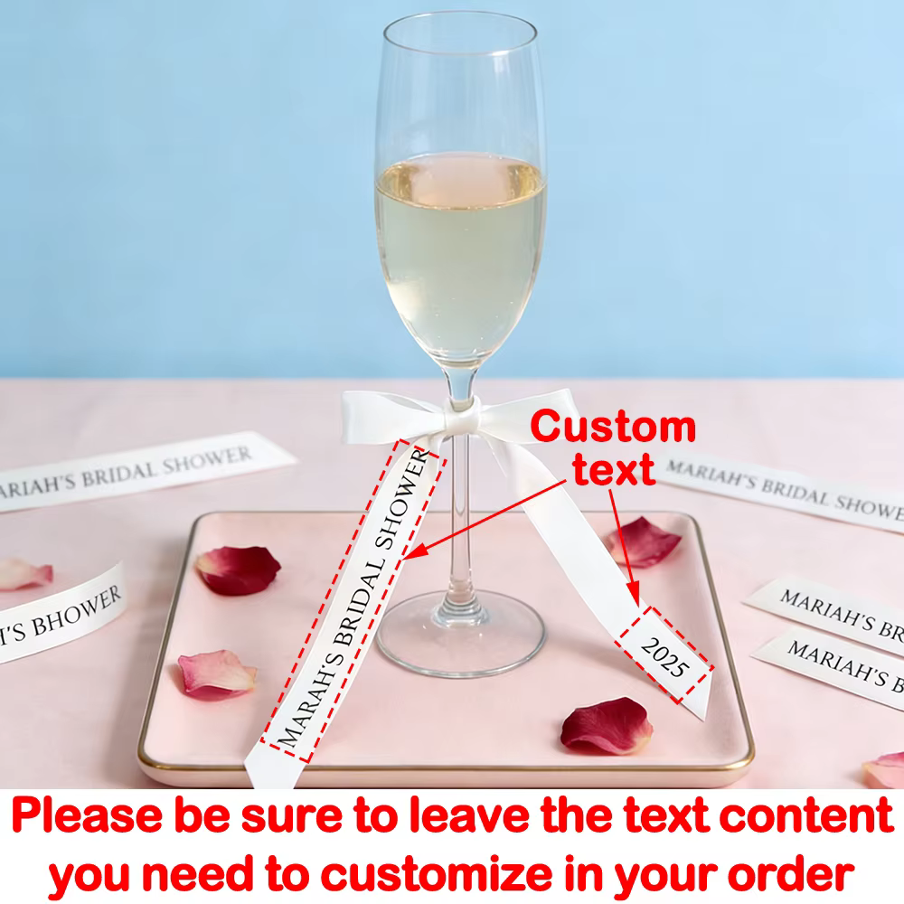 Attaches en ruban personnalisées pour lunettes ou nom, paramètres de Place, vaisselle de mariage, ét