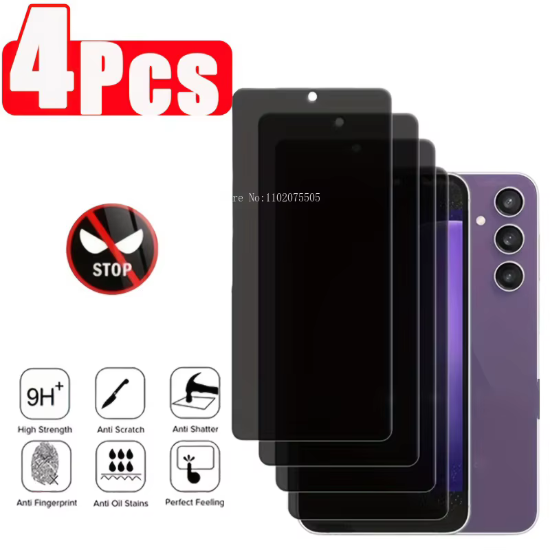 Lot de 4 protections d'écran de confidentialité pour Samsung Galaxy S25, S25 Edge,S25 Ultra,S25 Plus