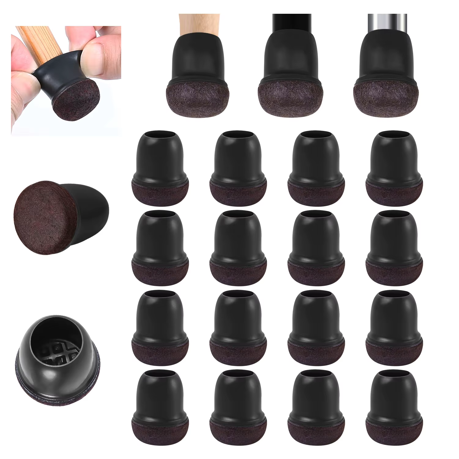 Protecteurs de pieds de chaise de table transparents, capuchons ronds et carrés pour meubles, couvre