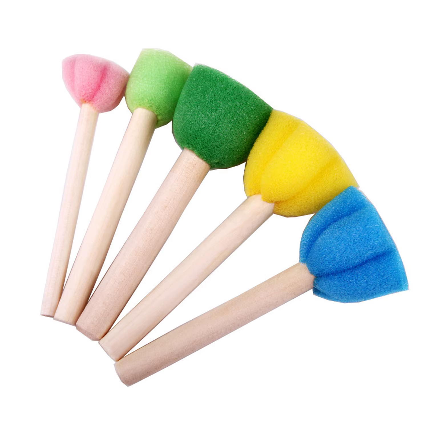 Brosse éponge en mousse avec manche en bois, fleur ronde, outils de peinture multi-tailles pour enfa