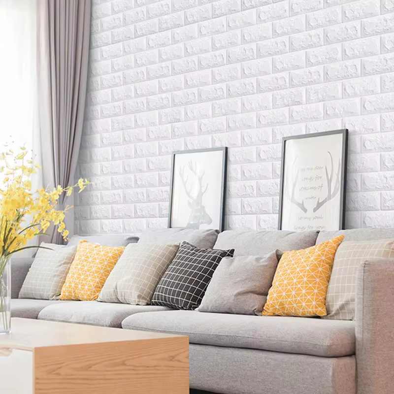 Autocollants de panneaux muraux en brique auto-adhésifs imperméables, papier peint de salon, décor à