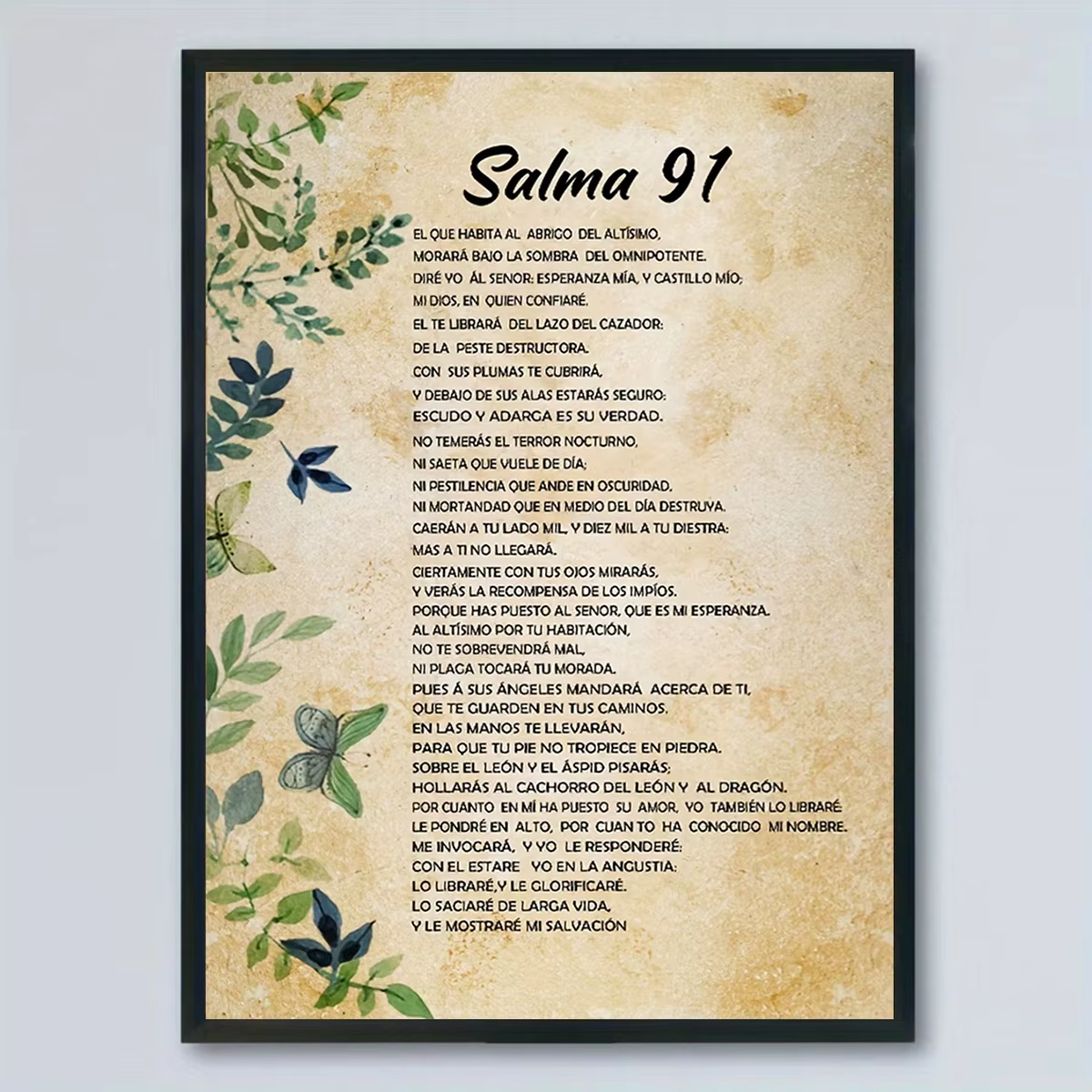 Impression sur toile de poème biblique espagnol moderne, psalmes 91, affiche d'art mural, tableau po