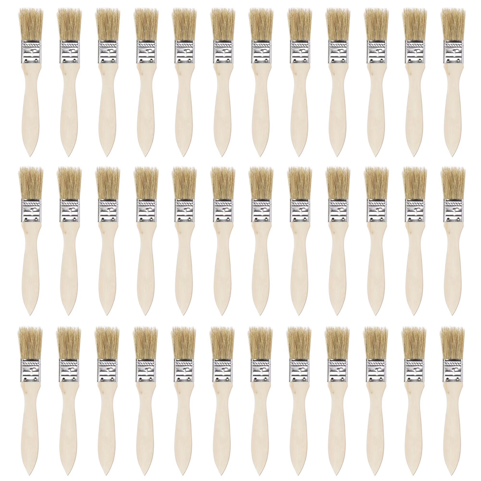 Pinceau à peinture en poils naturels, 36 pièces, 1 pouce, bord plat avec manche en bois, outil de tr
