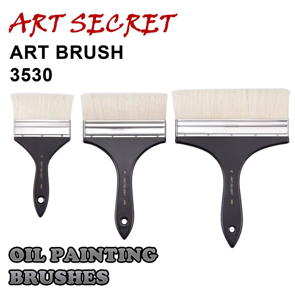 Artsecret – peinture à l'huile avec gros pinceau 3530 poils épais, acrylique, poignée noire, virole 