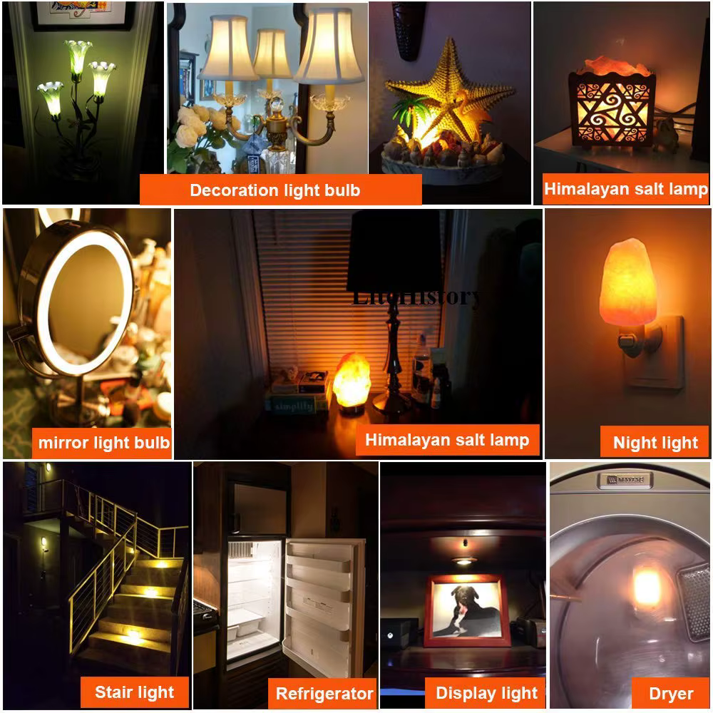 Veilleuses Led T20, ampoule à Filament tubulaire 1W, variable E12 E14, lampe de réfrigérateur Radio