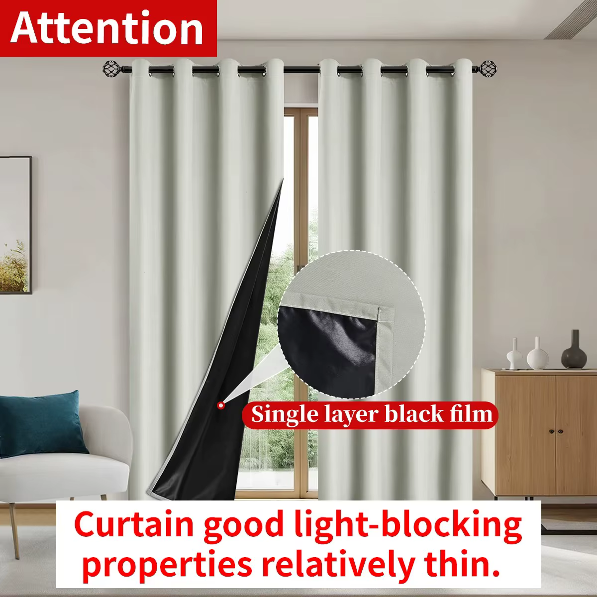 Rideaux occultants 1 pièce avec doublure isolée enduite, idéaux pour le salon, la chambre à coucher,
