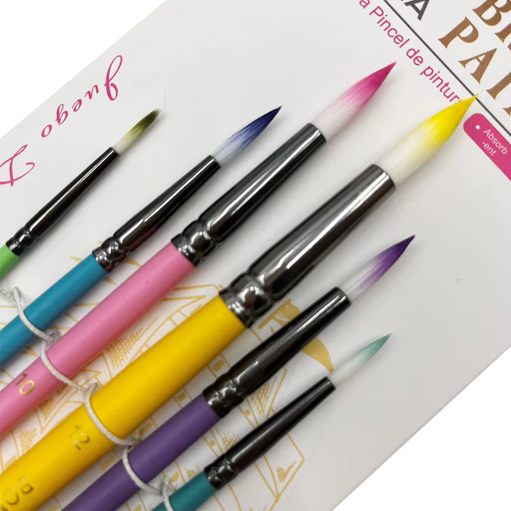 Ensemble de pinceaux d'artiste professionnel, pointe fine, bois Foy, nylon, pointes plates rondes po