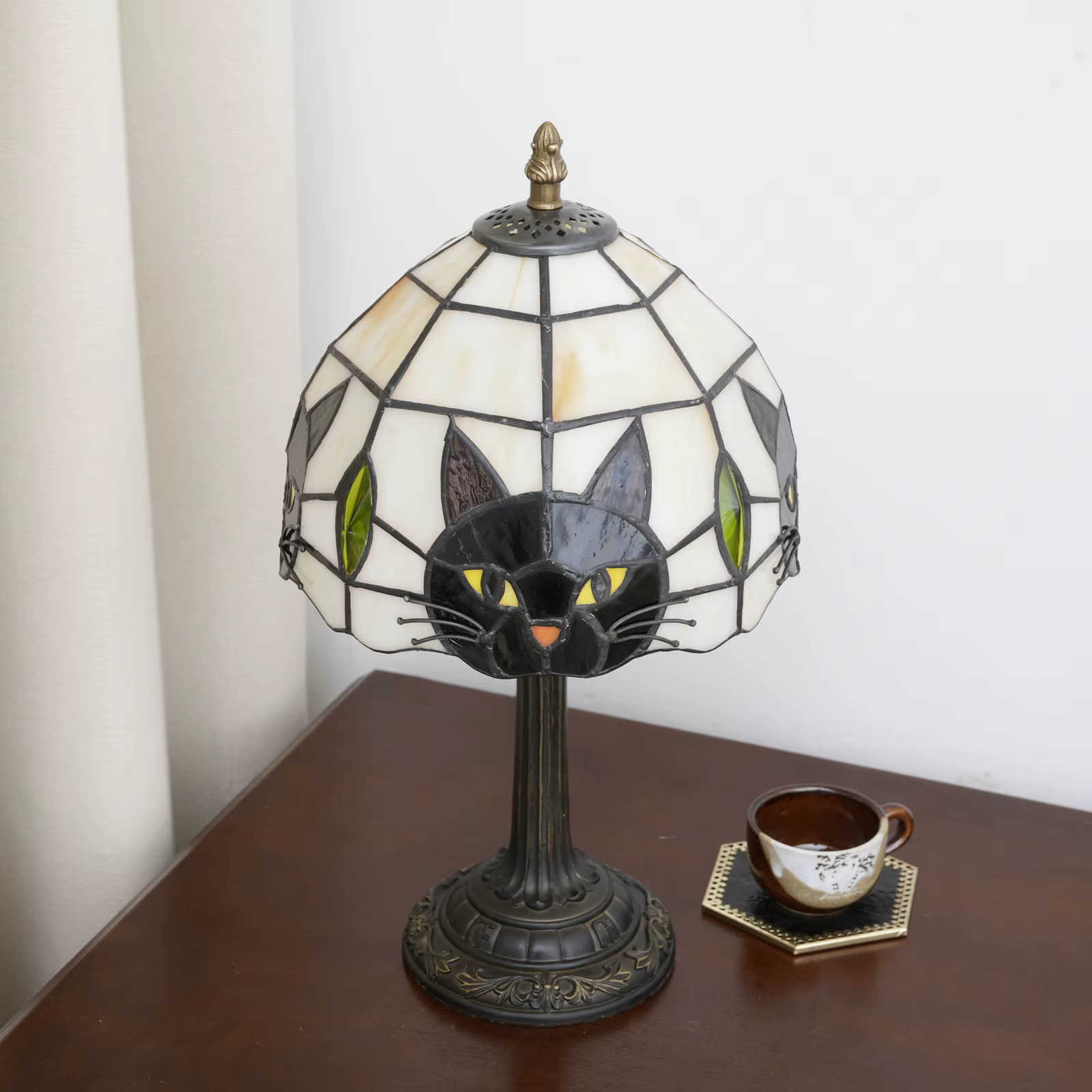 Lampe de table chat noir pour décoration de table de chevet de chambre à coucher, lampe de chevet d'
