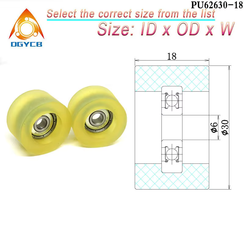 1 rouleau en PU enduit 6x30x18 PU62630-18 DE 30mm, roues silencieuses en caoutchouc souple pour comp