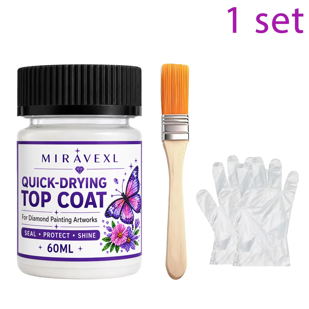 Kit de finition MIRAVEXL pour peinture au diamant, séchage rapide, imperméable, avec pinceau et gant
