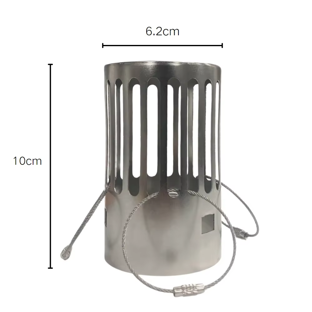 Capot de cheminée pour poêle à bois de camping 62 mm en acier inoxydable, avec protection anti-étinc