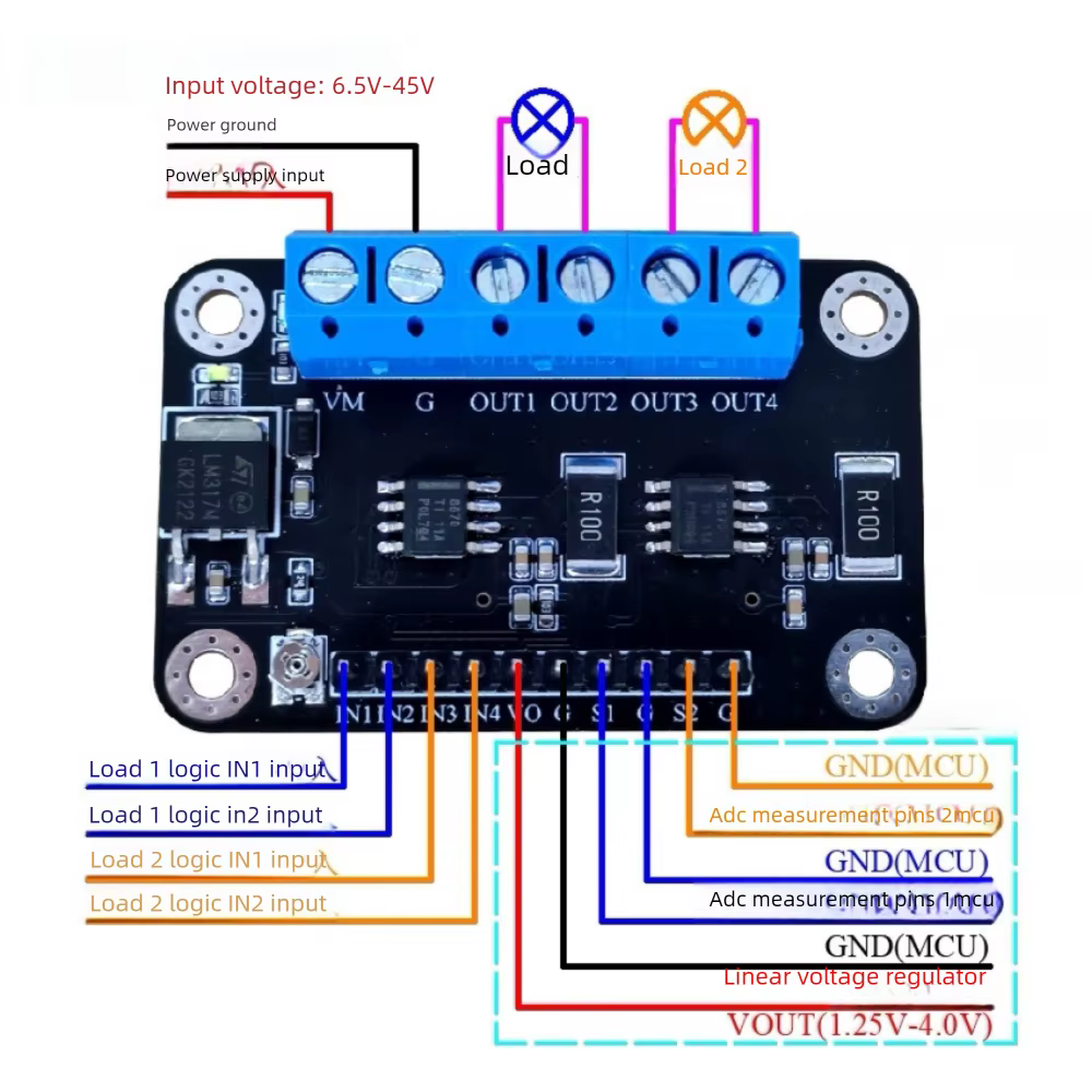 Drv8870 Module d'entraînement de moteur double canal haute puissance pilote cc 6.5 V-45 V carte de r