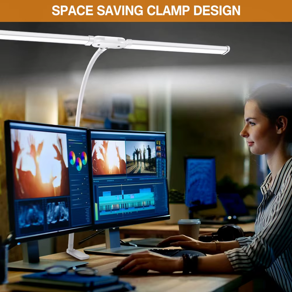 Double tête LED Clip Type télécommande lampe de bureau lampe de lecture lampe de bureau lampe de bur